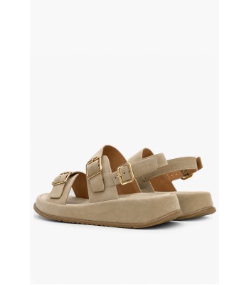 Χακί flatform σανδάλι με χρυσές αγκράφες