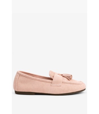Ροζ loafer καστόρι με διακοσμητικές φούντες