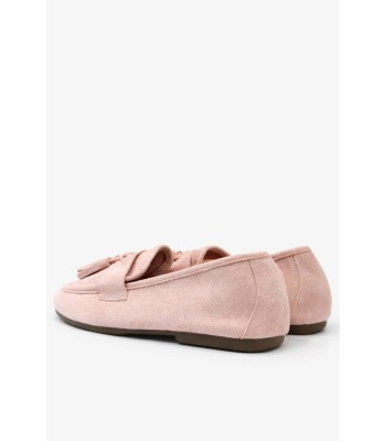 Ροζ loafer καστόρι με διακοσμητικές φούντες