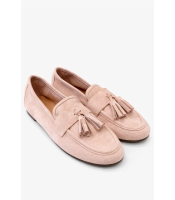 Ροζ loafer καστόρι με διακοσμητικές φούντες