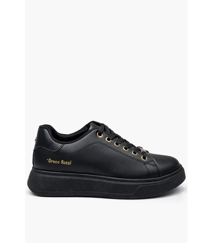 Μαύρο sneaker με μαύρη σόλα και χρυσές λεπτομέρειες