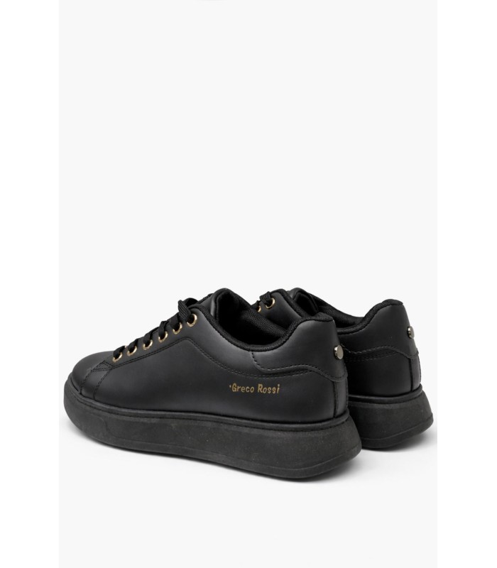 Μαύρο sneaker με μαύρη σόλα και χρυσές λεπτομέρειες