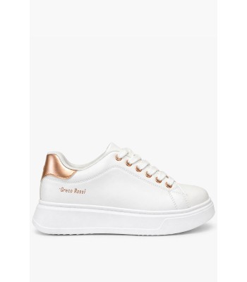 Λευκό sneaker με λευκή σόλα και σαμπανιζέ λεπτομέρειες