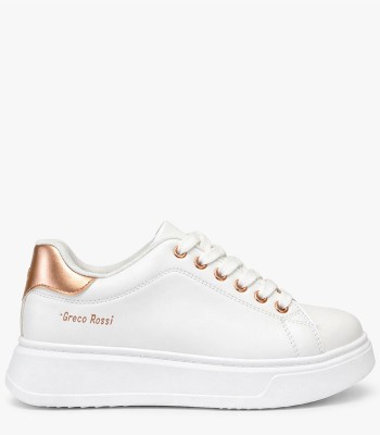 Λευκό sneaker με λευκή σόλα και σαμπανιζέ λεπτομέρειες