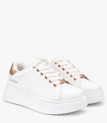 Λευκό sneaker με λευκή σόλα και σαμπανιζέ λεπτομέρειες
