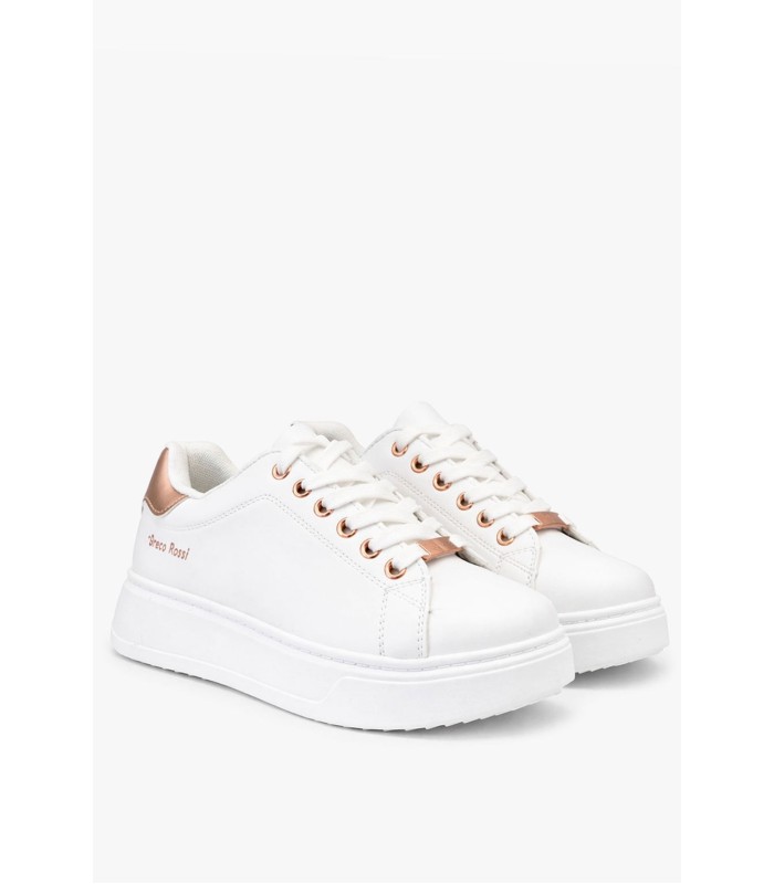 Λευκό sneaker με λευκή σόλα και σαμπανιζέ λεπτομέρειες