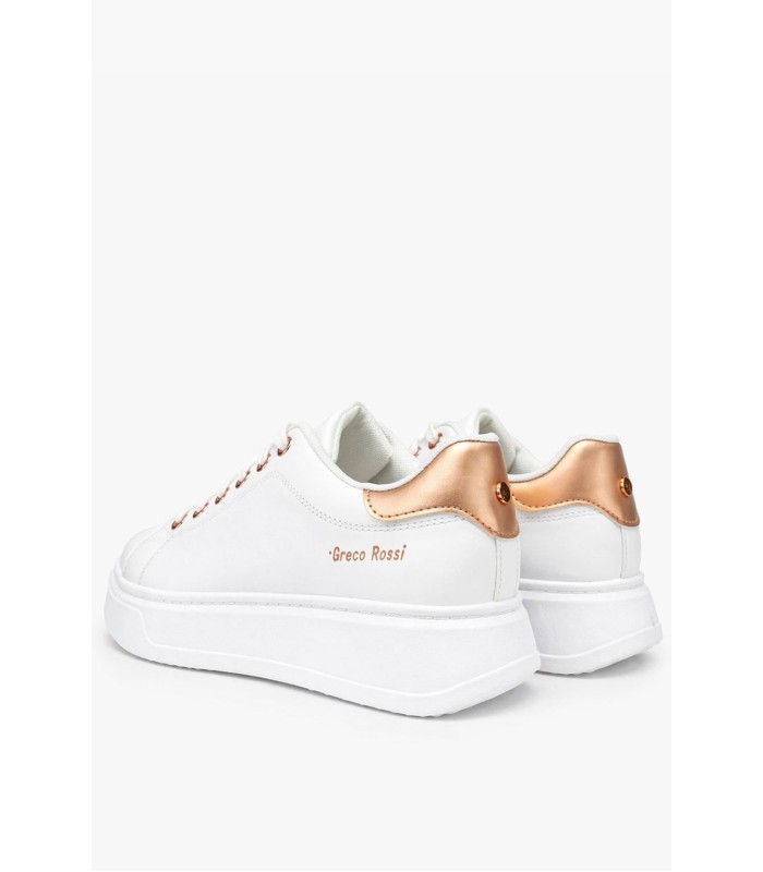 Λευκό sneaker με λευκή σόλα και σαμπανιζέ λεπτομέρειες