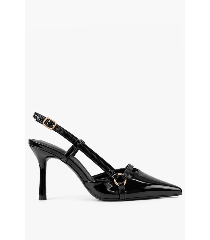 Μαύρες λουστρίνι slingback γόβες με λουράκια