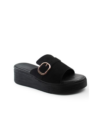 Flatform σε μαύρο χρώμα με φαρδιά φάσα και μεταλλική αγκράφα
