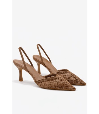 Ταμπά slingback γόβα με δίχτυ και λεπτό τακούνι
