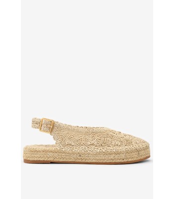 Μπεζ εσπαντρίγια slingback με πλεκτό σχέδιο και αγκράφα
