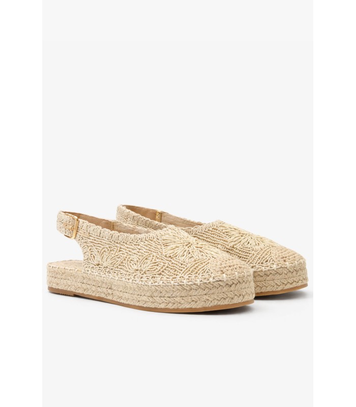 Μπεζ εσπαντρίγια slingback με πλεκτό σχέδιο και αγκράφα