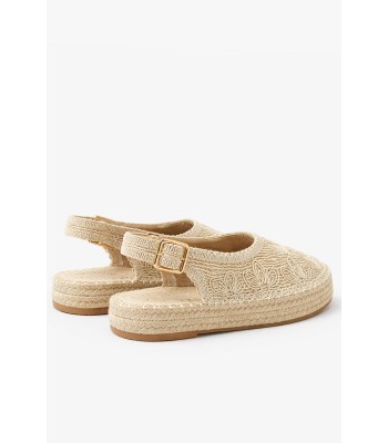 Μπεζ εσπαντρίγια slingback με πλεκτό σχέδιο και αγκράφα