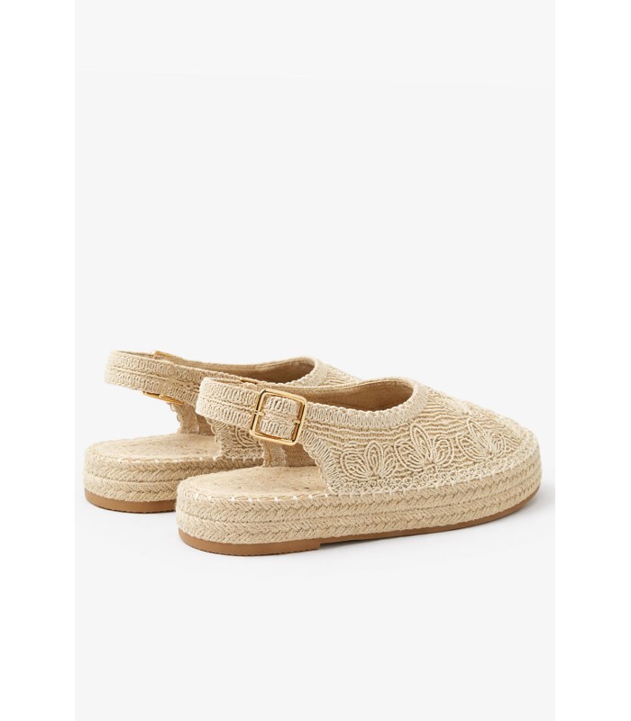 Μπεζ εσπαντρίγια slingback με πλεκτό σχέδιο και αγκράφα
