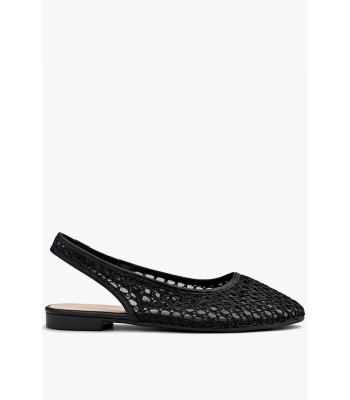 Μαύρο slingback με διάτρητη πλέξη και flat σόλα