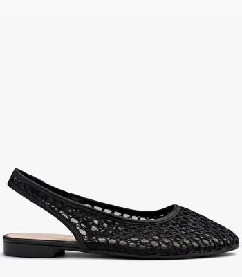 Μαύρο slingback με διάτρητη πλέξη και flat σόλα