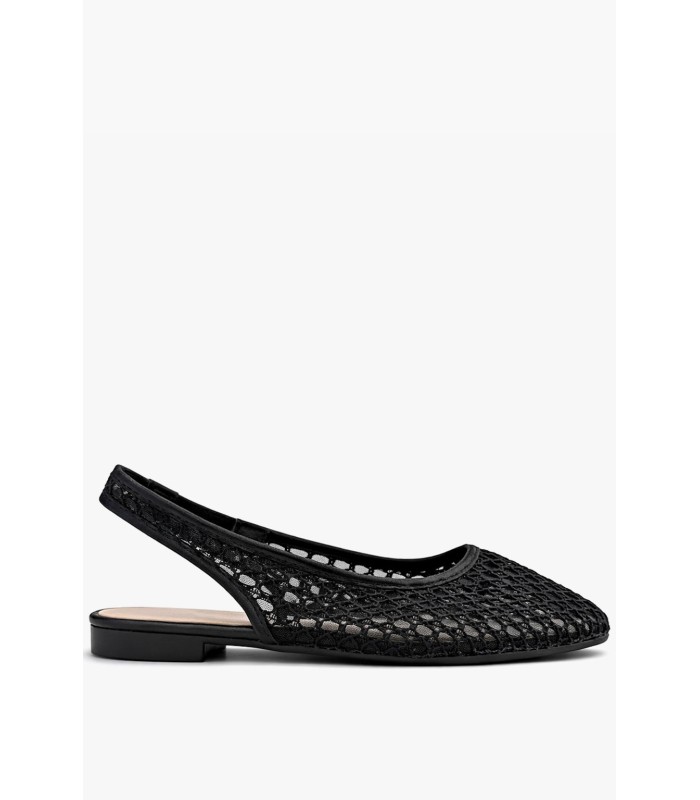 Μαύρο slingback με διάτρητη πλέξη και flat σόλα