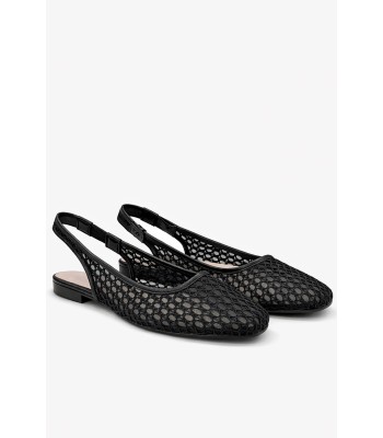 Μαύρο slingback με διάτρητη πλέξη και flat σόλα