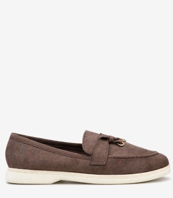 Καφέ loafer με διακοσμητικό μεταλλικό στοιχείο