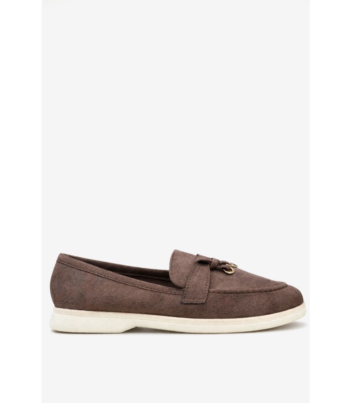 Καφέ loafer με διακοσμητικό μεταλλικό στοιχείο