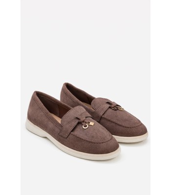 Καφέ loafer με διακοσμητικό μεταλλικό στοιχείο