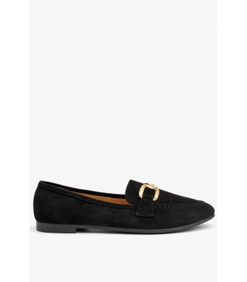 Μαύρο loafer suede με μεταλλική αγκράφα