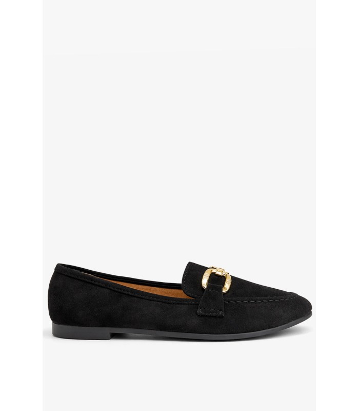Μαύρο loafer suede με μεταλλική αγκράφα