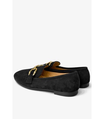 Μαύρο loafer suede με μεταλλική αγκράφα