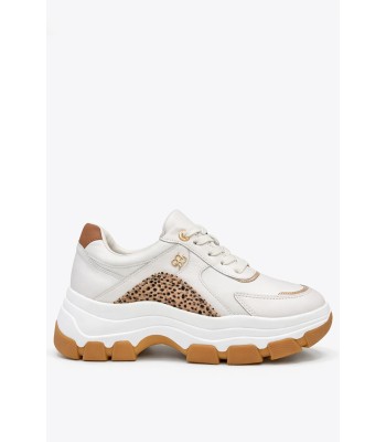 Μπεζ γυναικείο chunky sneaker με animal λεπτομέρεια