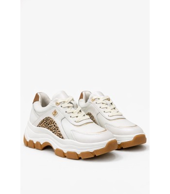 Μπεζ γυναικείο chunky sneaker με animal λεπτομέρεια