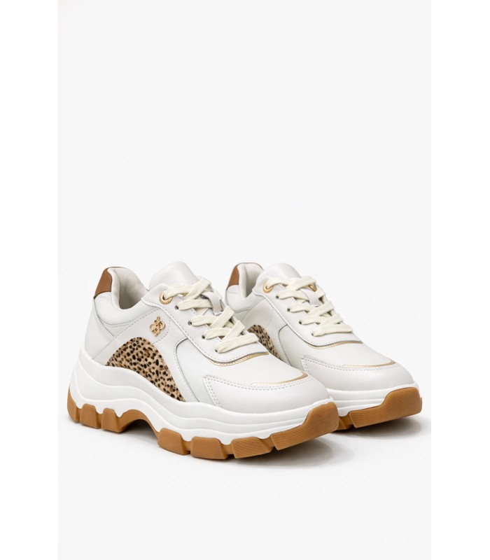 Μπεζ γυναικείο chunky sneaker με animal λεπτομέρεια