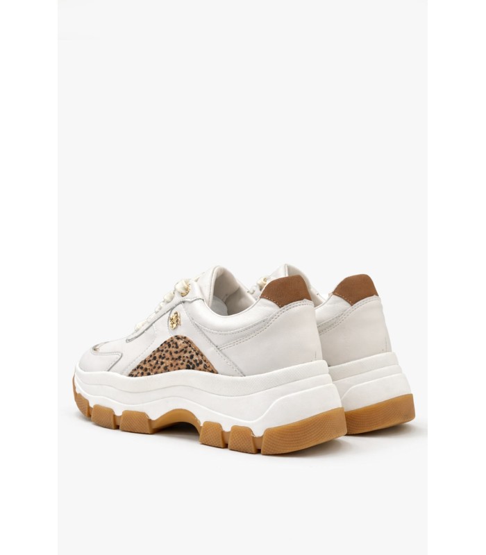Μπεζ γυναικείο chunky sneaker με animal λεπτομέρεια