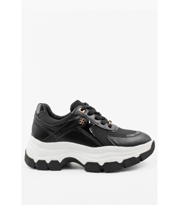 Μαύρο γυναικείο chunky sneaker με λευκή σόλα