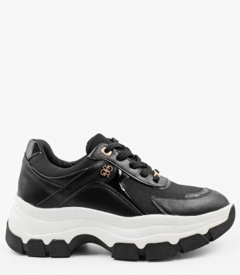 Μαύρο γυναικείο chunky sneaker με λευκή σόλα