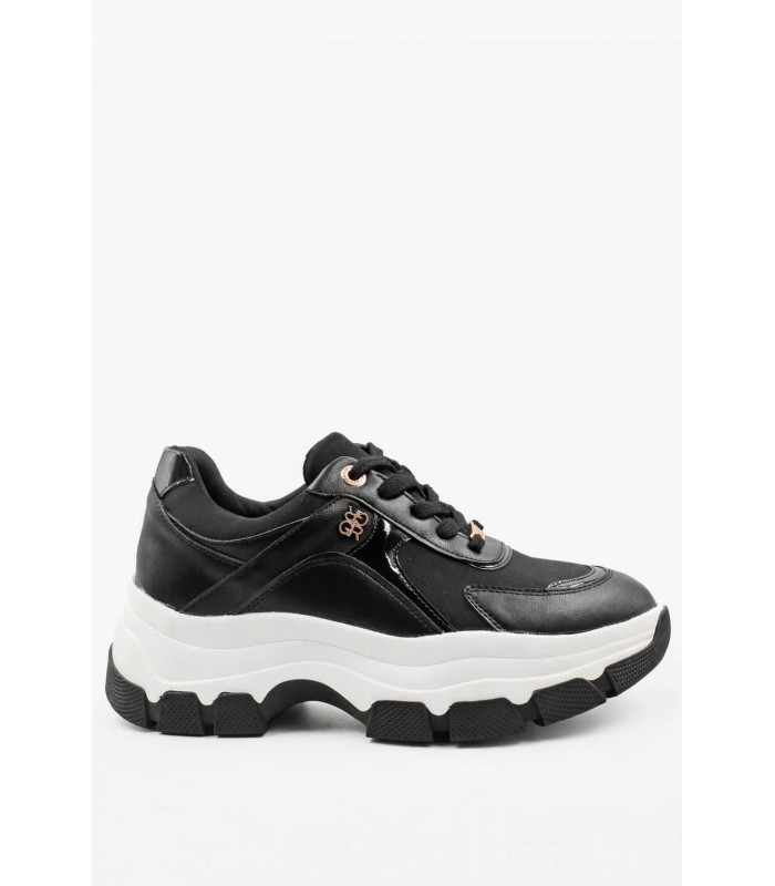 Μαύρο γυναικείο chunky sneaker με λευκή σόλα