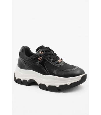 Μαύρο γυναικείο chunky sneaker με λευκή σόλα