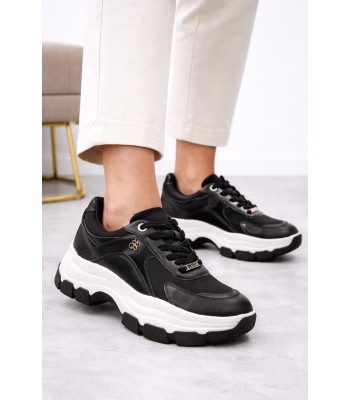 Μαύρο γυναικείο chunky sneaker με λευκή σόλα