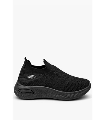 Μαύρο slip-on sneaker με ελαστικό ύφασμα