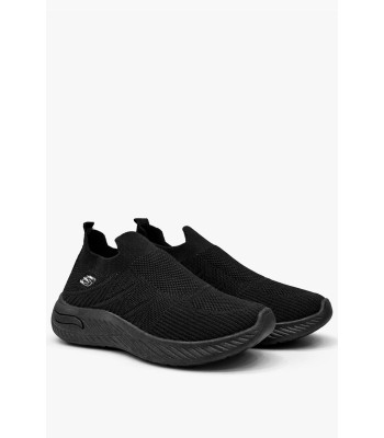 Μαύρο slip-on sneaker με ελαστικό ύφασμα