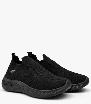 Μαύρο slip-on sneaker με ελαστικό ύφασμα