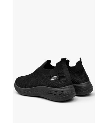 Μαύρο slip-on sneaker με ελαστικό ύφασμα