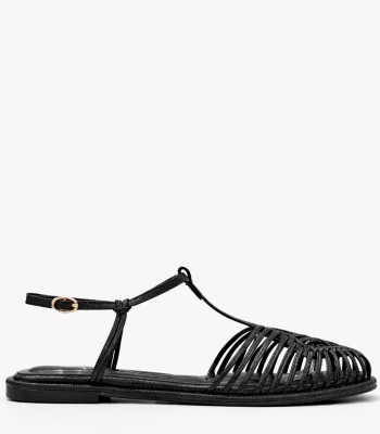 Μαύρο mule σανδάλι με πλέξη