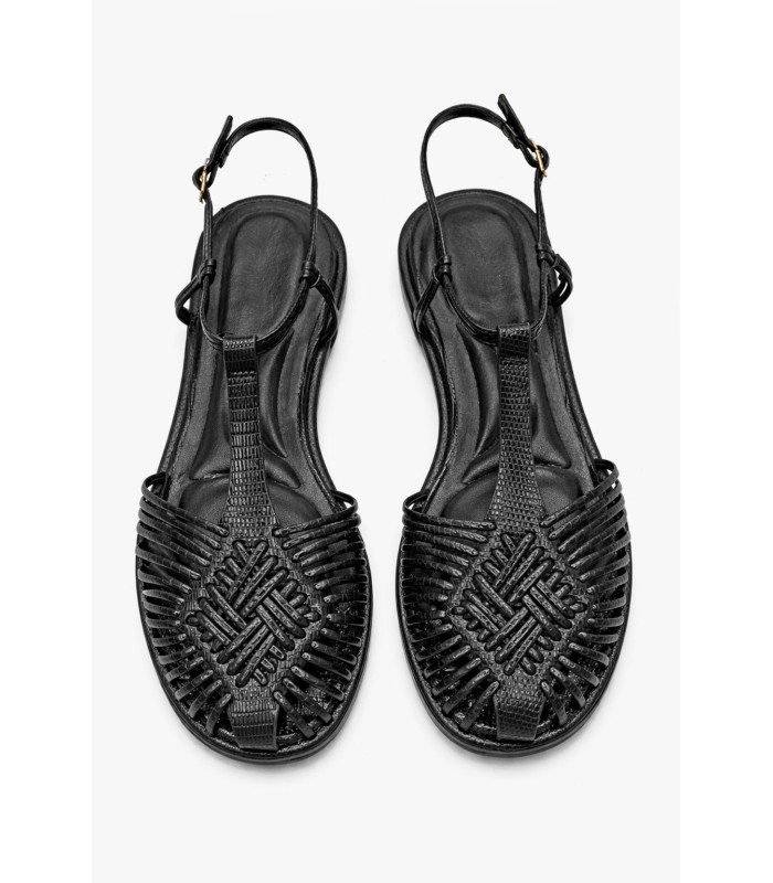 Μαύρο mule σανδάλι με πλέξη