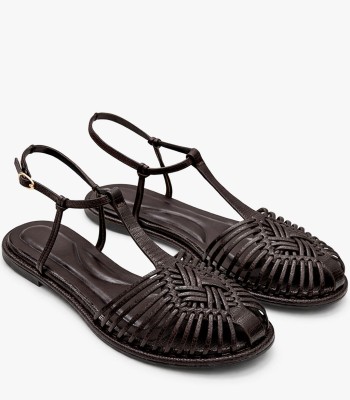 Καφέ mule σανδάλι με πλέξη