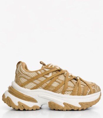 Μπεζ sneaker chunky με σχέδια και ενισχυμένη σόλα