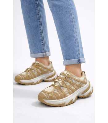 Μπεζ sneaker chunky με σχέδια και ενισχυμένη σόλα