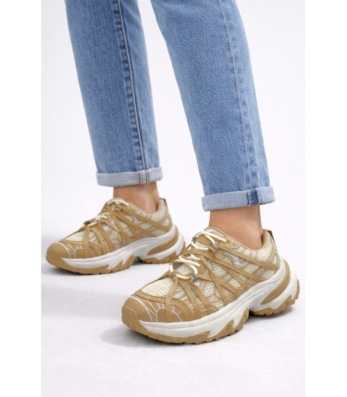 Μπεζ sneaker chunky με σχέδια και ενισχυμένη σόλα