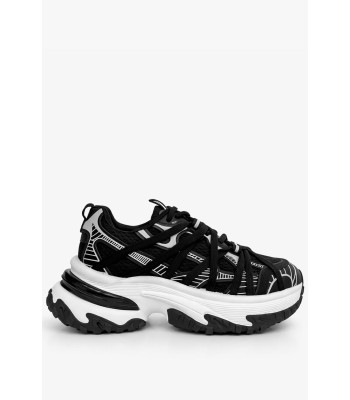 Μαύρο sneaker chunky με σχέδια και ενισχυμένη σόλα