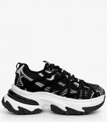 Μαύρο sneaker chunky με σχέδια και ενισχυμένη σόλα
