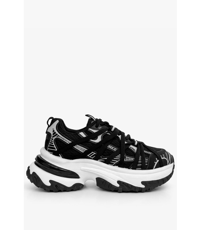 Μαύρο sneaker chunky με σχέδια και ενισχυμένη σόλα